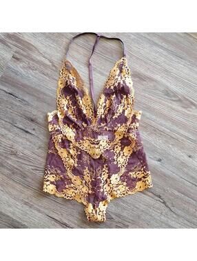 Wishlist Purple And Gold Lingerie One Piece Size Medium